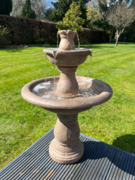 All Pond Solutions Antique Stone Effect Classic Grey 3 Tier Fountain Water Feature