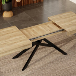 Abrihome Extendable Dining Table With Thickened Top & Metal Legs, Seats 6-8, Rectangular Table For Dining Room, Kitchen, Living Room, Oak - thumbnail 6