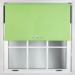 Furnished Blackout Roller Blinds With Triple Square Eyelets And Metal Fittings- Lime Green Trimmable (W)55Cm (L)210Cm