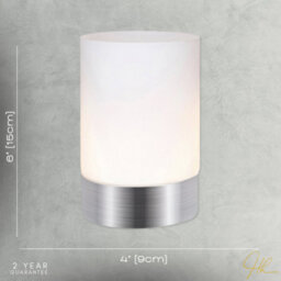 Happy Homewares Contemporary Small Brushed Silver Touch Dimmable Table Lamp - thumbnail 3