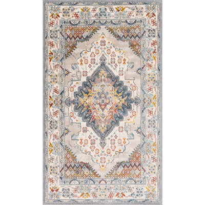 Livabliss Ankara-Vintage Grey Taupe Blue Traditional Boho Living Dining Bedroom Rug 60 X 90 Cm Easy Care, Non Shedding - image 1