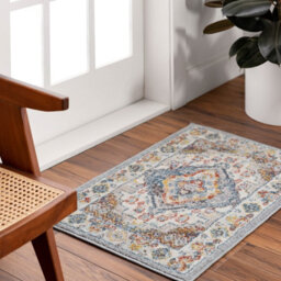 Livabliss Ankara-Vintage Grey Taupe Blue Traditional Boho Living Dining Bedroom Rug 60 X 90 Cm Easy Care, Non Shedding - thumbnail 2