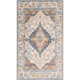 Livabliss Ankara-Vintage Grey Taupe Blue Traditional Boho Living Dining Bedroom Rug 60 X 90 Cm Easy Care, Non Shedding - thumbnail 1