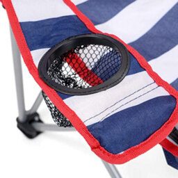 HEATON WHOLESALE 2 X Red & Blue Portable Striped Folding Chair With Cup Holder & Arm Rest - thumbnail 2