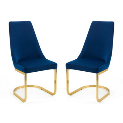 Oakham Westbridge Elegant Blue Cantilever Dining Chairs - Set Of 2 - image 1
