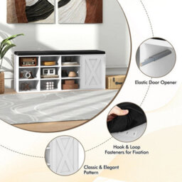 3-Tier Shoe Storage Bench With Padded Cushion White - thumbnail 4