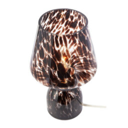 Happy Homewares Clear Glass Mushroom Table Lamp With Brown Speckle Snowflake Pattern - thumbnail 4