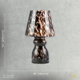 Happy Homewares Clear Glass Mushroom Table Lamp With Brown Speckle Snowflake Pattern - thumbnail 7