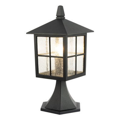 Happy Homewares Classic Matte Black Die-Cast Aluminium Metal Exterior Lantern Bollard Fitting - image 1