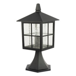 Happy Homewares Classic Matte Black Die-Cast Aluminium Metal Exterior Lantern Bollard Fitting - thumbnail 2