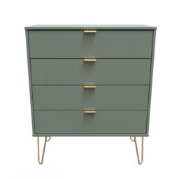 Linear Ready Assembled Matt Green No Effect 4 Drawer Wide Chest (H)885mm (W)765mm (D)415mm - thumbnail 2