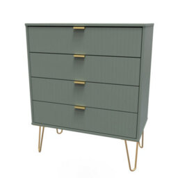 Linear Ready Assembled Matt Green No Effect 4 Drawer Wide Chest (H)885mm (W)765mm (D)415mm