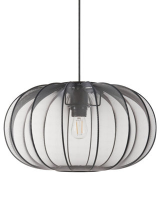 Wyld and Coco Lumina Hanging Pendant Lamp Black Nylon Shade Modern Minimalist Dining And Living Light - image 1