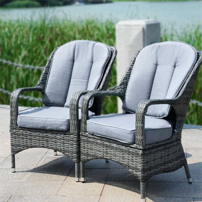 Abrihome Set Of 2 Outdoor Dining Chairs, Pe Rattan Garden Chairs For Patio And Garden, Grey - image 1