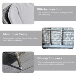 Abrihome 2-Piece Outdoor Pe Rattan Dining Chairs, Grey - thumbnail 6