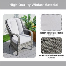 Abrihome 2-Piece Outdoor Pe Rattan Dining Chairs, Grey - thumbnail 5
