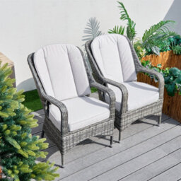 Abrihome 2-Piece Outdoor Pe Rattan Dining Chairs, Grey - thumbnail 2