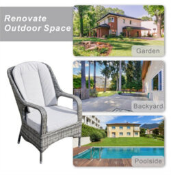 Abrihome 2-Piece Outdoor Pe Rattan Dining Chairs, Grey - thumbnail 9