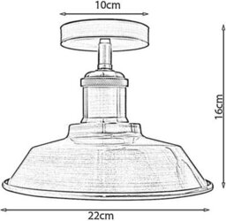Vintage Flush Mount Ceiling Light E27 Lamp Holder 24Cm Shade Easy To Install Lighting For Kitchen Black Gold Line Without Bulb - thumbnail 2