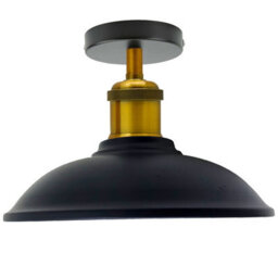 Vintage Flush Mount Ceiling Light E27 Lamp Holder 24Cm Shade Easy To Install Lighting For Kitchen Black Gold Line Without Bulb - thumbnail 1