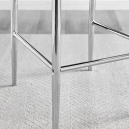 Furniturebox Milan Black Diamond-Stiched Faux Leather Silver Leg Padded Bar Stools (Set Of 2) - thumbnail 4