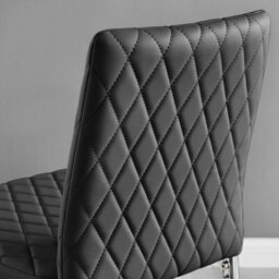 Furniturebox Milan Black Diamond-Stiched Faux Leather Silver Leg Padded Bar Stools (Set Of 2) - thumbnail 5