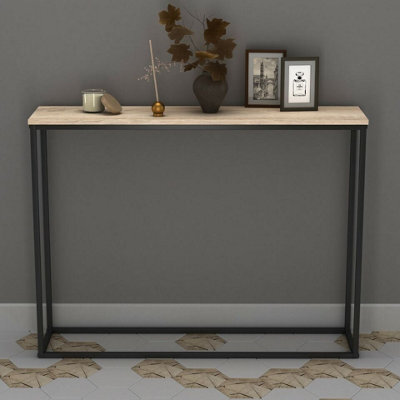 Urbn-Living Urbnliving 75 Height  Wooden Free Standing Hallway Console Table Living Room Shelf Metal Legs(Antique Oak) - image 1