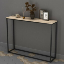 Urbn-Living Urbnliving 75 Height  Wooden Free Standing Hallway Console Table Living Room Shelf Metal Legs(Antique Oak) - thumbnail 2