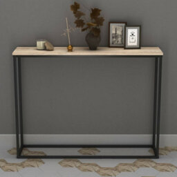 Urbn-Living Urbnliving 75 Height  Wooden Free Standing Hallway Console Table Living Room Shelf Metal Legs(Antique Oak) - thumbnail 1
