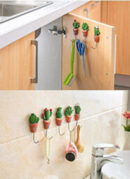 5 Self-Adhesive Wall Hooks, Cactus Image, 5 Styles, Suitable For Home Kitchen - thumbnail 2