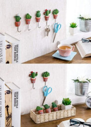 5 Self-Adhesive Wall Hooks, Cactus Image, 5 Styles, Suitable For Home Kitchen - thumbnail 4