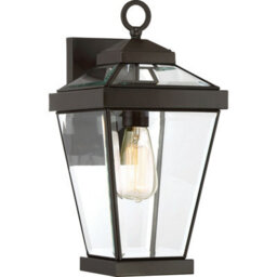 Stylish Outdoor Ip44 Wall Light Lantern In Western Bronze Finish With Led E27 Bulb