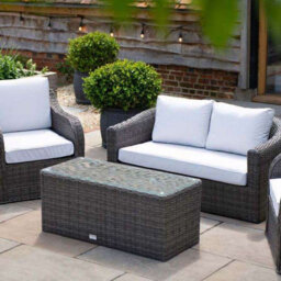 Primrose Living Classic Rattan 4 Seater Garden Furniture Sofa Set With Coffee Table In Stone - thumbnail 4