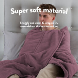 Slumberdown Comfy Hugs Throw Heated Blanket Deluxe Plum 130X160Cm Soft Fleece - thumbnail 4
