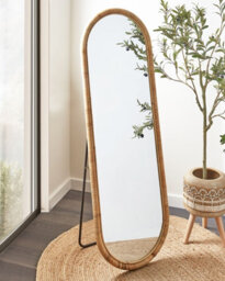 Beliani Standing Mirror Montot 150 Cm Rattan Natural - thumbnail 2