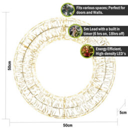 Pegdev - Pdl - Christmas Pre Lit Led Wreath With Timer 50X5Cm Warm White 720 Micro Leds 5M Lead Indoor Outdoor - thumbnail 2