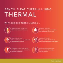 Furn. Thermal Pencil Pleat Curtain Lining Pair, (L) 163Cm X (W) 170Cm - thumbnail 2