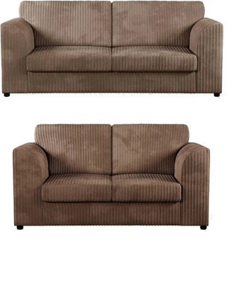 Jumbo Cord Full Back 3+2 Seater Sofa Set Coffee