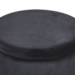 Beliani Velvet Pouffes Set Of 2 Black With Metallic Band - Hidden Storage Footstools - thumbnail 6