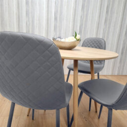 Kosy Koala Dining Table And 4 Chairs Round Wood Effect Table With 4 Grey Chairs Dining Room Furniture Set - thumbnail 2