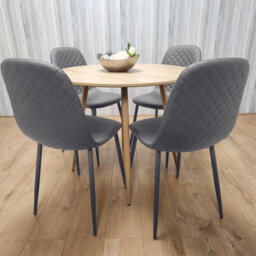 Kosy Koala Dining Table And 4 Chairs Round Wood Effect Table With 4 Grey Chairs Dining Room Furniture Set - thumbnail 7