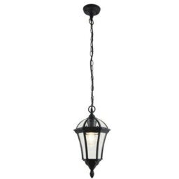 Ip44 Outdoor Hanging Pendant Porch Light Traditional Black & Glass Lantern Lamp