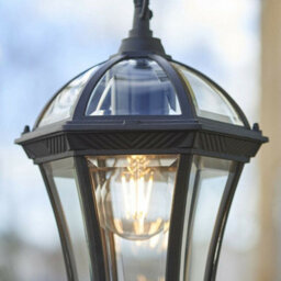 Ip44 Outdoor Hanging Pendant Porch Light Traditional Black & Glass Lantern Lamp - thumbnail 5
