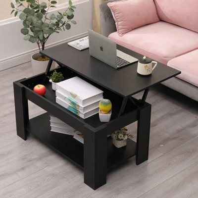 Furniturehmd Wooden Lift Up Coffee Table With Storage Compartment And Shelf Tea Table Desk For Living Room,office - image 1