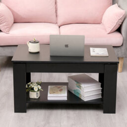 Furniturehmd Wooden Lift Up Coffee Table With Storage Compartment And Shelf Tea Table Desk For Living Room,office - thumbnail 4
