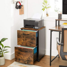 Songmics File Cabinet With 2 Drawers, Rolling Office Filing Cabinet With Wheels, For A4, Letter Sized Documents, Hanging File - thumbnail 1