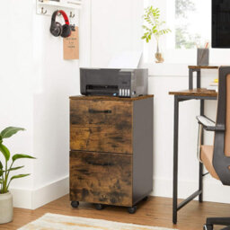Songmics File Cabinet With 2 Drawers, Rolling Office Filing Cabinet With Wheels, For A4, Letter Sized Documents, Hanging File - thumbnail 2
