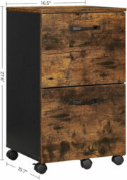 Songmics File Cabinet With 2 Drawers, Rolling Office Filing Cabinet With Wheels, For A4, Letter Sized Documents, Hanging File - thumbnail 7