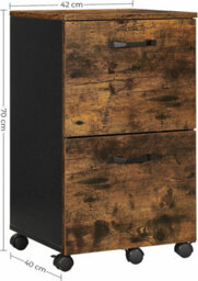 Songmics File Cabinet With 2 Drawers, Rolling Office Filing Cabinet With Wheels, For A4, Letter Sized Documents, Hanging File - thumbnail 8