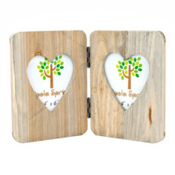 "Nicola Spring Rustic Hearts Folding 2 Photo Frame - 4 X 6"" - Natural"